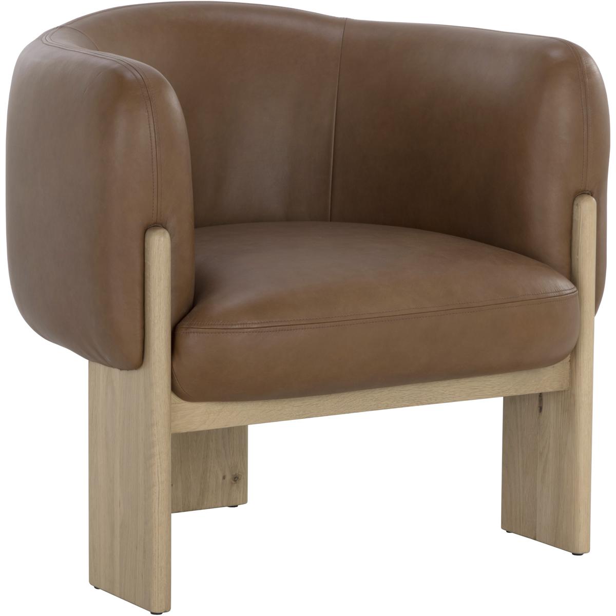 SUNPAN 111087 Trine Rustic Oak / Vintage Camel Leather Lounge Chair